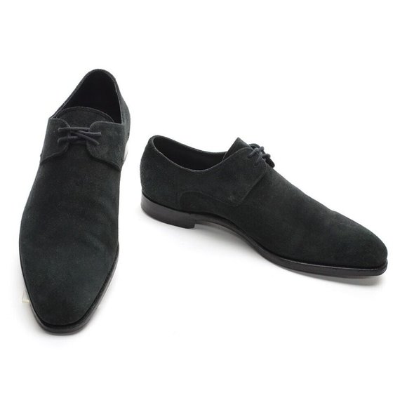 Men Barker Black Wallace Made in England Black Nubuck Oxfords 7.5 - Picture 2 of 6